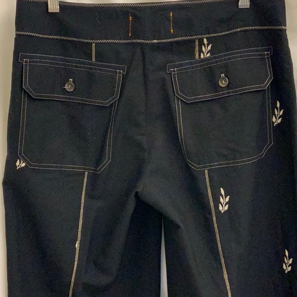 Embroidered 100% Cotton Wide-legged Cropped Pants by LA designer Burning Torch - Picture 5 of 11